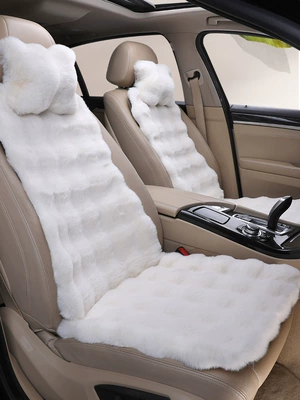 New Car Seat Cushion, Bubble Velvet Seat Cushion, Full Car Cover, Universal Five-Seater for Men and Women, Autumn and Winter Warm Seat Cushion Wholesale (Wool pad) - main-driver-single-seat-1-cushion-1-backrest-1-headrest-bubble-velvet-high-density-rice-white