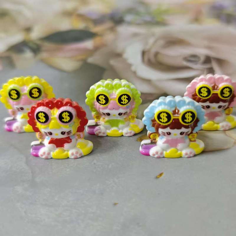 卡通diy树脂配件立体富婆kitty奶油胶发夹手机壳鞋扣钥匙扣饰品摆|undefined