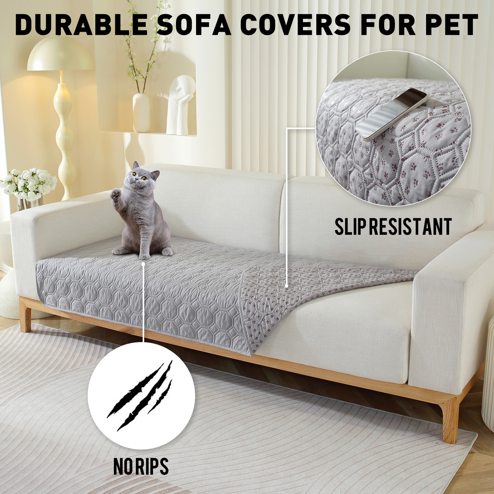 solid color waterproof non leakage non slip and dirt resistant pet sofa cushion universal simple modern pet mattress cover_voghion.com