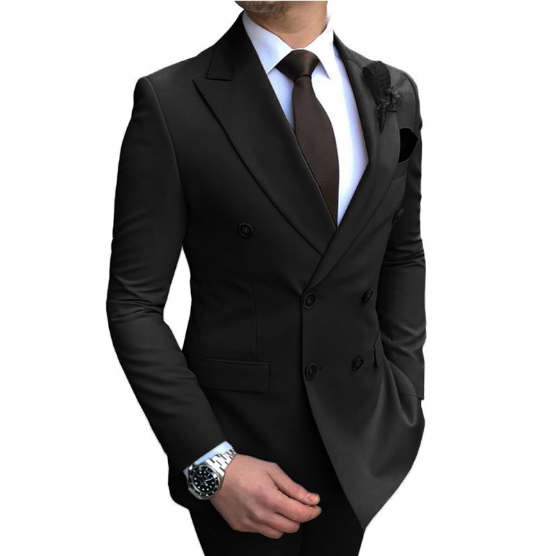 欧美加肥大码外贸商务休闲西服两件套新郎伴郎婚礼宴会西装套装男|undefined