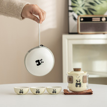 熊猫元素快客杯便携式一壶三杯创意旅行包茶具送客户定logo伴手礼