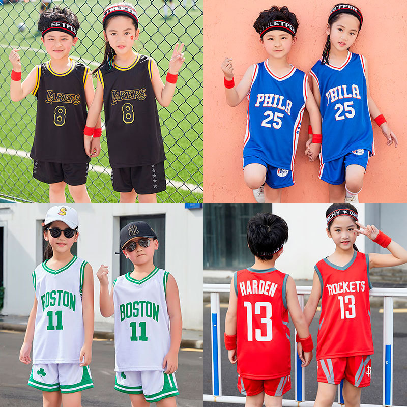 Manufacturers wholesale James children's basketball suit printing men's and women's kindergarten primary and secondary school students training team clothes