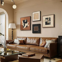 French-style medieval retro Maillard living room set decorative painting abstract sofa background wall hanging painting niche art