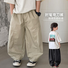 Zhengpinxuan 子供服男の子薄いパンツ 2025 夏の新しい子供の綿カジュアルパンツ中大子供の夏のズボン