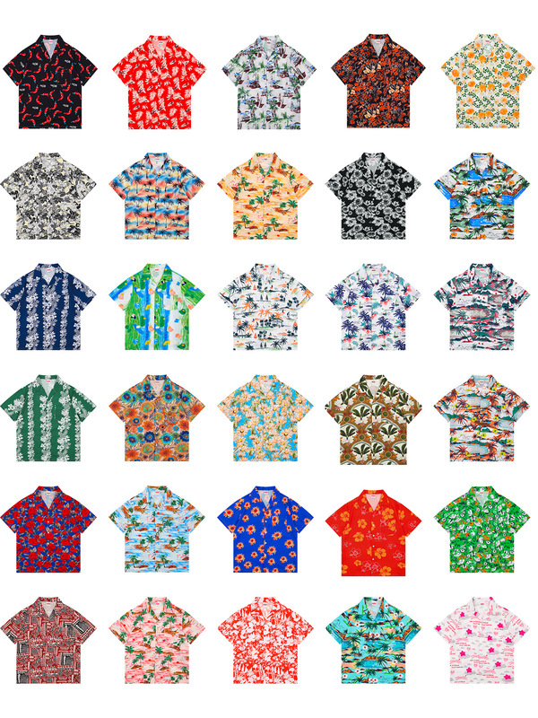 American Retro Classic Cuban Collar Shirt Men's Short-sleeved Summer Casual Loose Hawaiian Baroque Shirt
