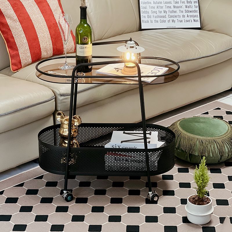 Light Luxury Sofa, Small Side Table, Coffee Table, Movable Mini Creative Bedside Cabinet, Tea Table, Iron Glass Trolley