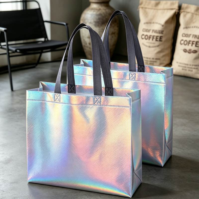 Amazon colorido láser transfronterizo bolsas no tejidas recubiertas de película de comercio exterior logotipo de impresión spot bolsas de regalo de compras