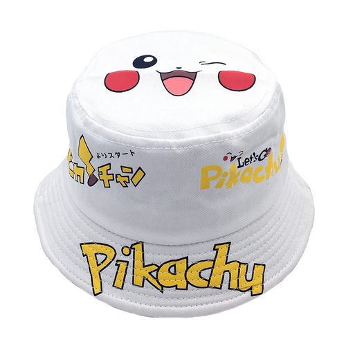 New Children's Cartoon Fisherman Hat Pet Pikachu Sun Hat Cotton Bucket Hat for Boys and Girls