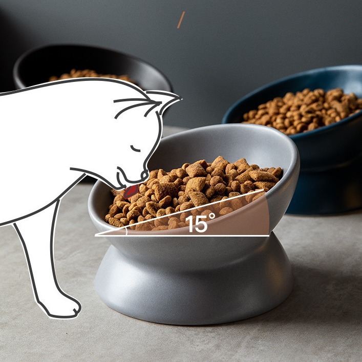 Tazón de cerámica tazón de gato tazón de perro tazón para mascotas boca oblicua protección de pie columna cervical perro gato tazón de comida suministros para mascotas
