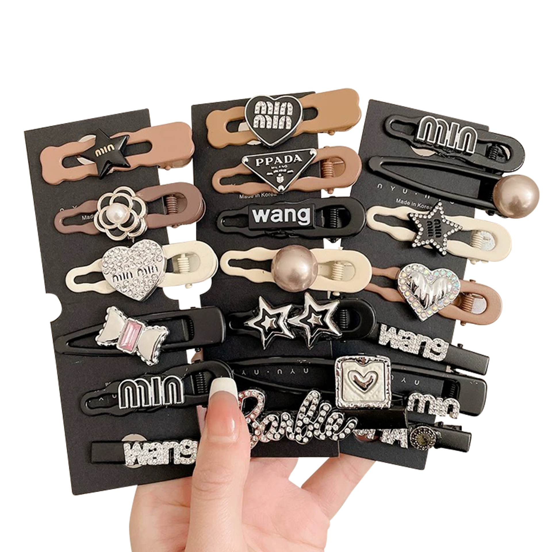 Retro Maillard letras pinzas de cabello para mujeres frises pequeñas perfumadas letras pinzas de boca de pato adornamiento de cabello de alta calidad