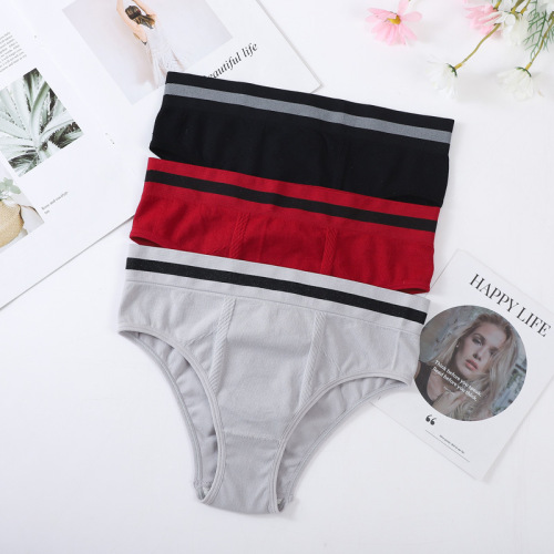 Seamless large stretch sexy women's underwear mid-waist one-piece sports fitness briefs foreign trade export wholesale