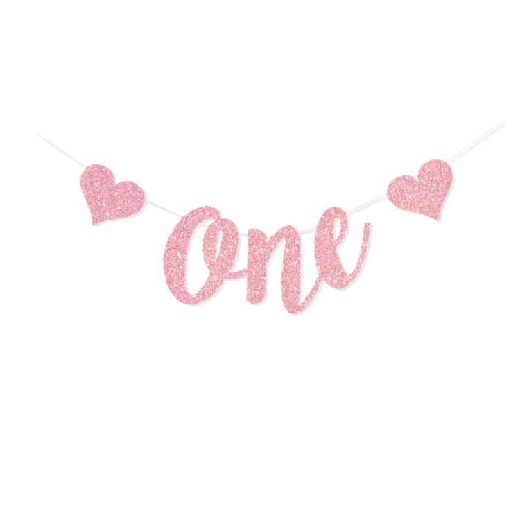 Europeo y Americano masculino y femenino bebé años de edad decoración del partido banner un brillo Garland pastel de inserción de tarjetas de suministro directo de fábrica