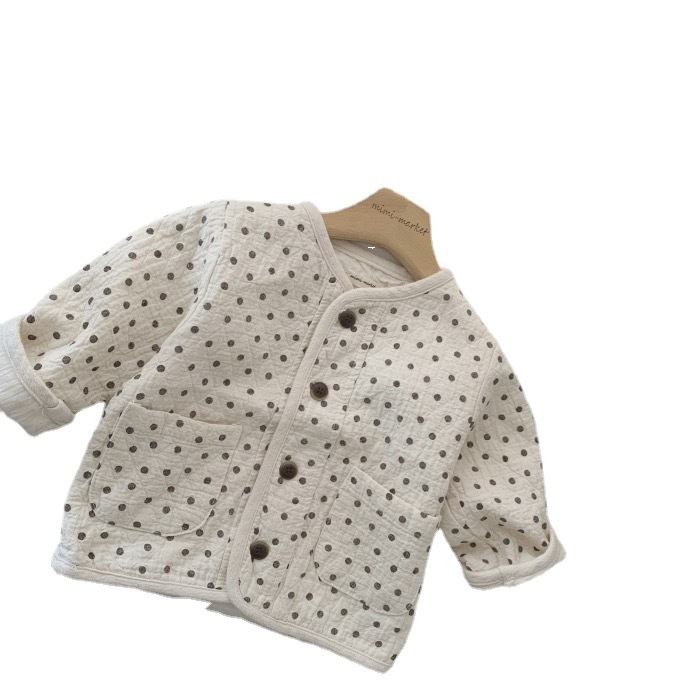 Niñas abrigo otoño estilo coreano ropa para niños bebé Polka Dot cardigan abrigo primavera y otoño bebé niñas abrigo ropa