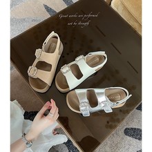 【足弓美学~柔软皮】勃肯凉鞋女外穿夏小个子女鞋水钻扣厚底凉鞋