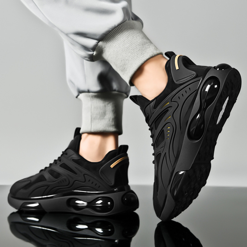 Black Air Cushion Sports Shoes for Men 2025 New Dad Shoes Putian Basketball Men's Four-Season Running Shoes