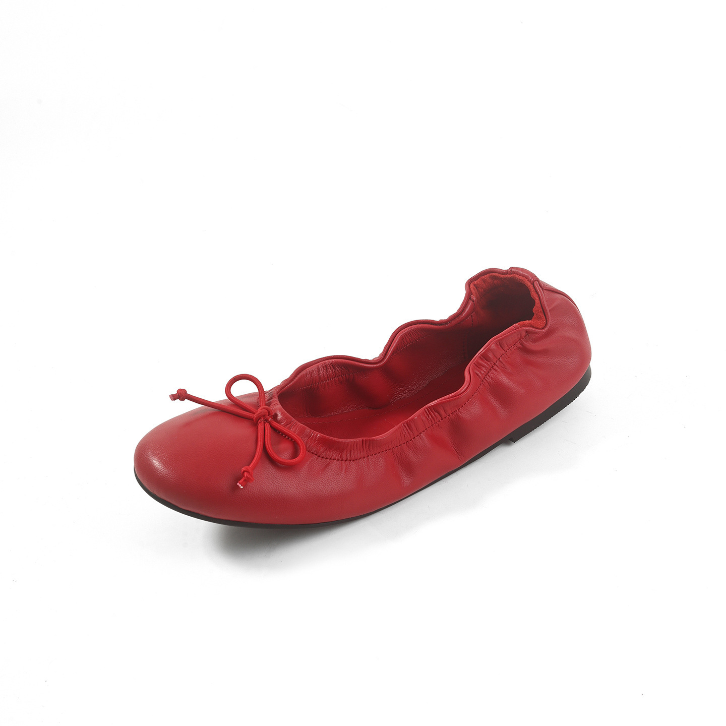 Giày ballet nữ mũi tròn buộc dây nơ, đế mềm, miệng nông — màu nâu chi tiết 23