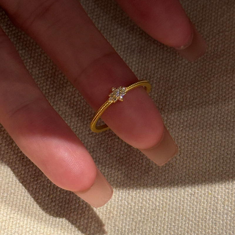 爆闪金色星芒戒指女轻奢高级感复古食指戒小众设计开口可调节指环|undefined