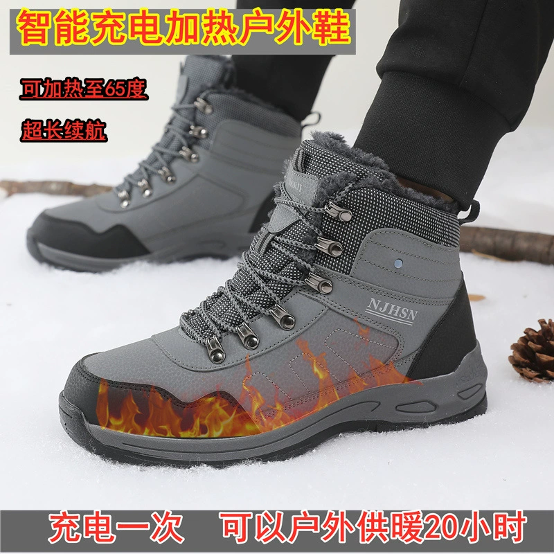Electric heated warming shoes with charging walkable heated cotton shoes outdoor electric heating snow boots keep warm foot warmer winter