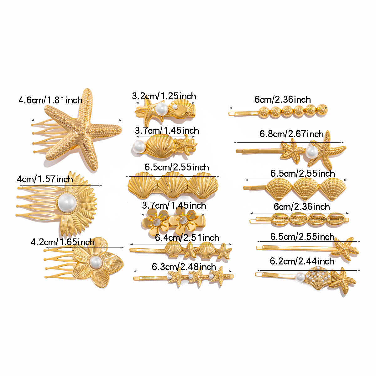 14g Weight Hair Clip Hair Accessories Type 1 Piece Quantity Holiday, Street Occasion Alloy Material Starfish, Flower, Shell Pattern All Seasons Season Women's Gender IG Style, Sweet Style IG Style Sweet Women's Starfish Flower Shell Alloy Hair Clip 8