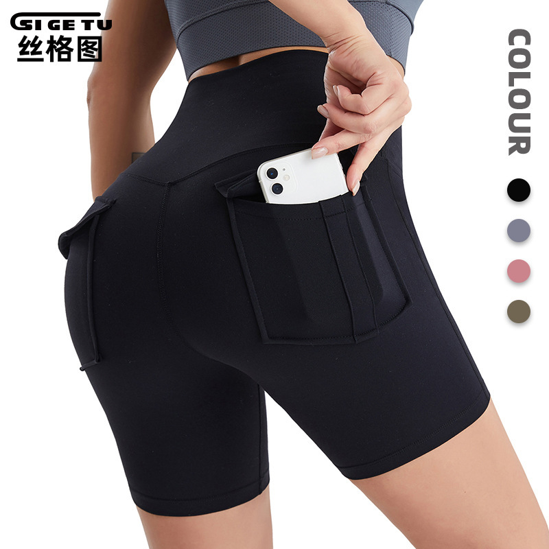 Amazon Cross-Border Yoga Pants for Women, Summer High-Waisted Butt-Lifting Fitness Shorts, Quick-Dry Tight-Fitting Sports Shorts