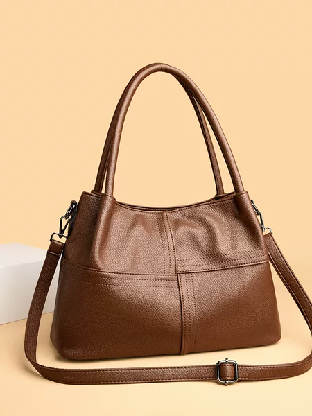 Cross-Border Large-Capacity Middle-Aged Women's Bag 2025 New Versatile Soft Leather Shoulder Crossbody Large Bag Women's Handbag Hot Sale