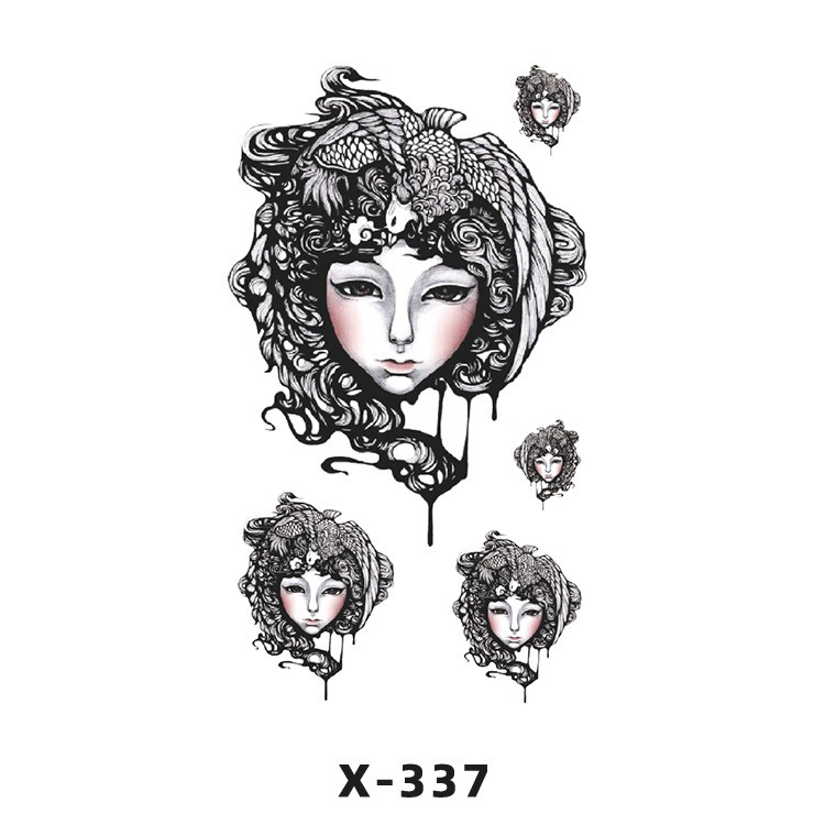 Arco de flor pequeña pegatinas de tatuaje fresco 3D dibujos animados transfronterizo Henna rosa impermeable texto en inglés pegatinas de tatuaje