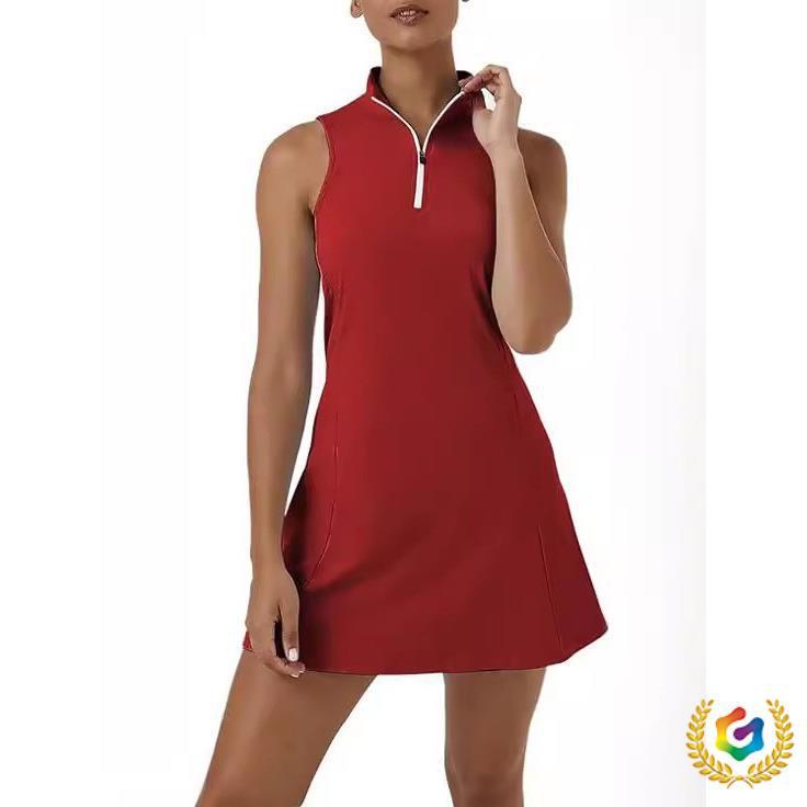 ✬ 2025 Cross-Border European and American Women's Tennis and Golf Clothing with Built-In Shorts and Sleeveless Sports Training Wear