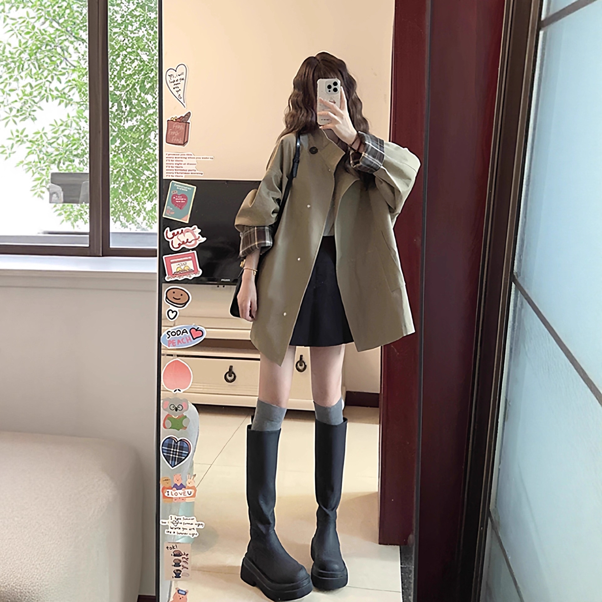 Khaki Short Trench Coat for Women 2025 New Trendy Stylish Petite High-End Coat