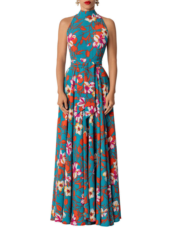 Femmes Robe Régulière Décontractée Vacances Dos Nu Impression Sans Manches Fleur Maxi Longue Robe Du Quotidien display picture 4