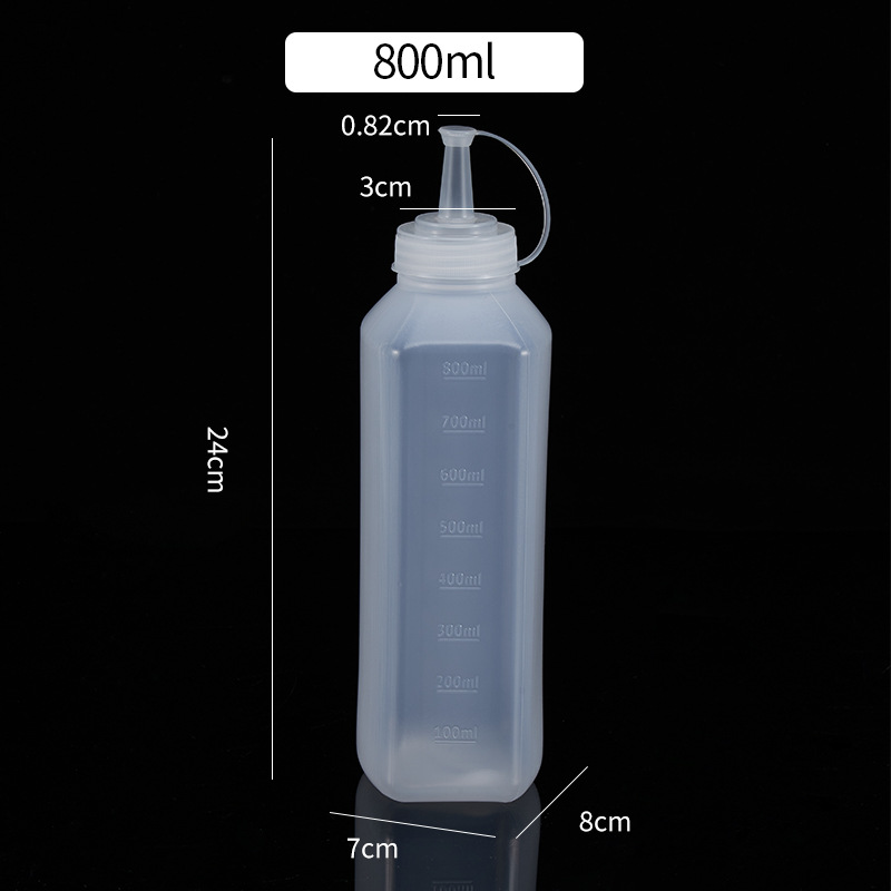 Botella de salsa exprimida de plástico cuadrado, mermelada, salsa de tomate, aderezo para ensaladas, botella de salsa de gran calibre, botella de salsa comercial, botella de salsa exprimida