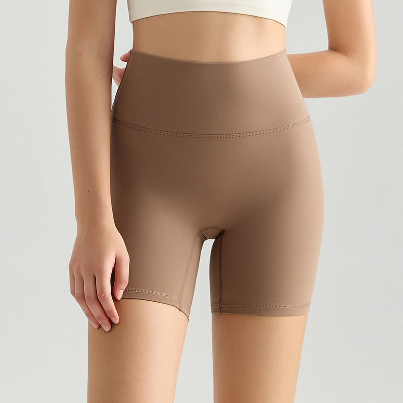 Weiman pantalones cortos de yoga de tres puntos sin talla, pantalones cortos de cintura alta para realzar la cadera, ropa interior antibacteriana sin sentido de la nube, pantalones de fitness de tres puntos para mujer