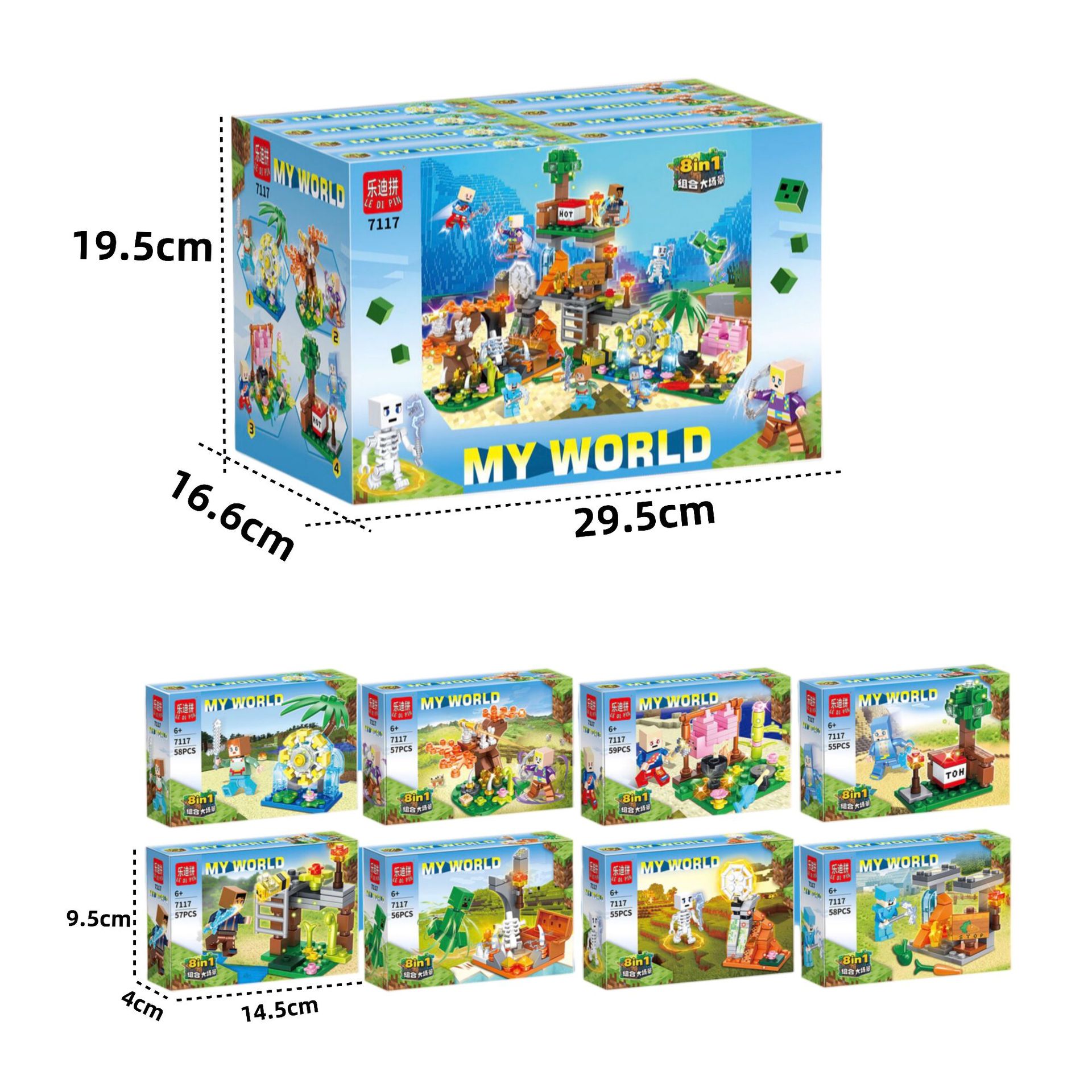 Meine Blockwelt DIY kompatibel mit Lego Bausteinen, kleine Partikel, 8 in 1 Minifiguren für Jungen und Mädchen, pädagogische Montage-Spielzeuge