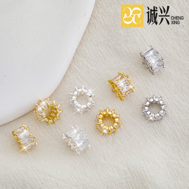 Color Represent 14K Pack Gold Micro Zircon Barrel Beads Pendant Handmade DIY Bracelet Clavicle Necklace with Bead Charm