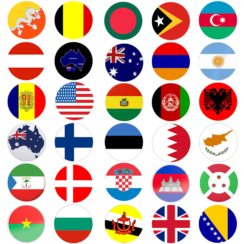 世界国旗玻璃贴片磁力贴美国奥地利比利时英国各国旗帜软磁冰箱贴