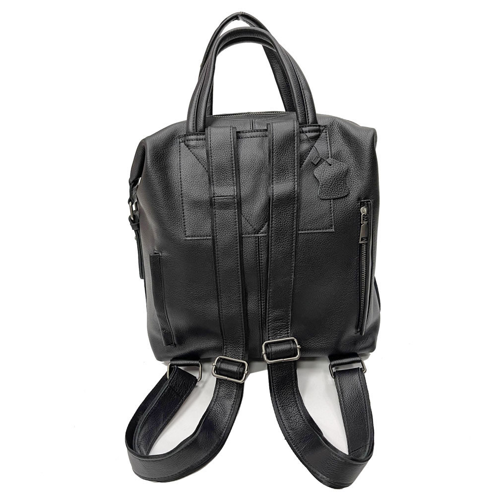 Backpack, Black Handbag, Casual Backpack, Leather Outdoor Travel Bag, Cowhide Large Backpack_voghion.com