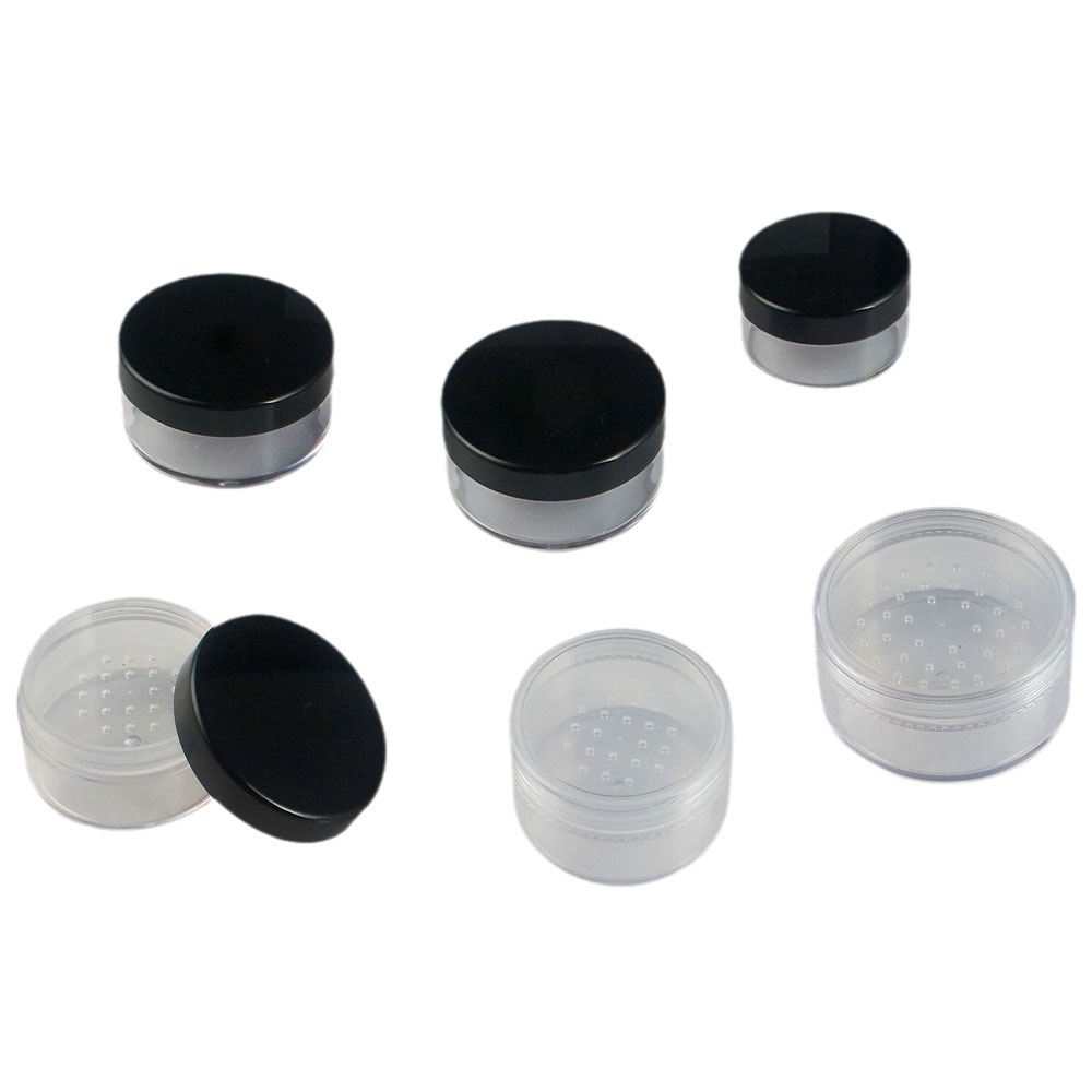 Descuentos de fábrica nueva cubierta en blanco y negro 15g 30g50g caja de polvo suelto spot caja de polvo de maquillaje caja de polvo suelto material de embalaje plástico