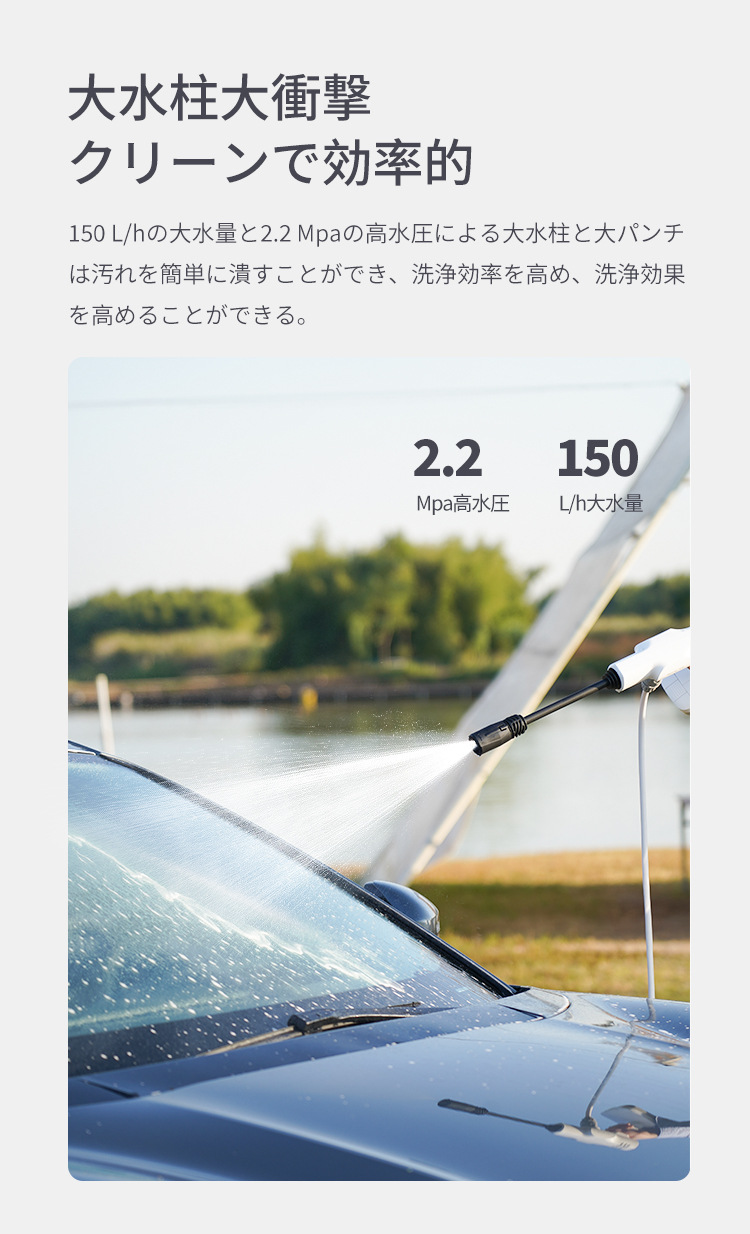 Lekong High-Impact Wireless Car Washing Machine White Household Self-Priming Car Washing Water Gun Portable High-Pressure Japanese Customization