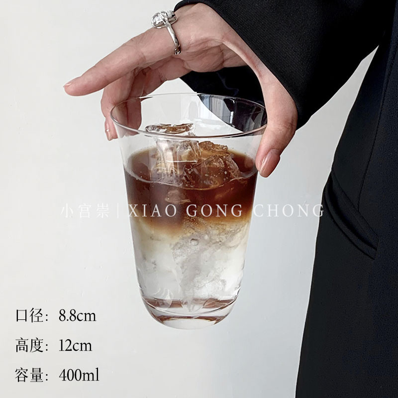 Ins風広口氷アメリカ風ラテコーヒーカップシンプルカップカクテルカップ透明グラス冷たい飲み物カップ|undefined