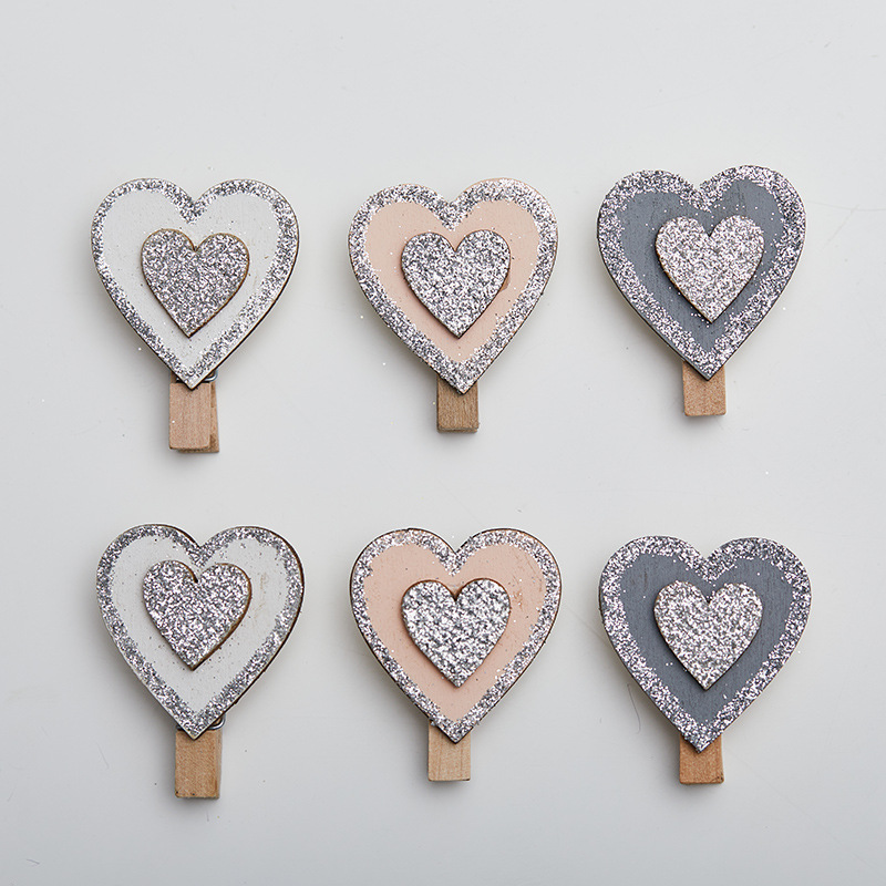 Buscando madera de Navidad copo de nieve de Navidad árbol de Navidad decoraciones de Navidad abrazadera de cuerda de amor de pentacos pequeños clips