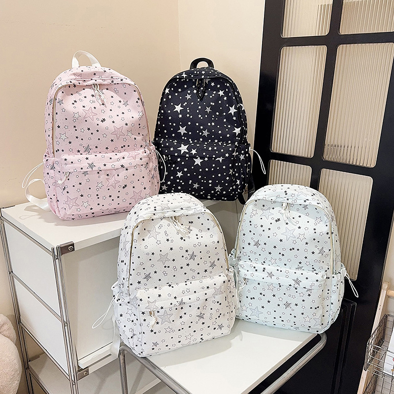 New College Student Backpack, Large Capacity, Burden-Reducing Student School Bag, Lightweight, Trendy, Fashionable Star Casual Backpack