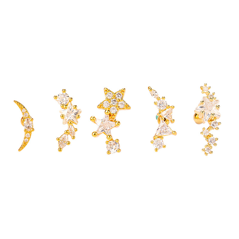 Ethnic Style Star Metal Plating Zircon Ear Studs 1 Piece display picture 6