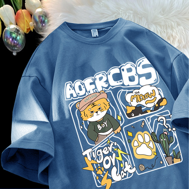 2022 nueva marca de moda NY1 manga corta hombres moda suelta guapo todo partido camiseta verano americano hiphop personalidad superior