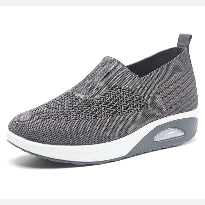 Women's New Spring Autumn Models, Fly-knit Mesh Slip-on Socks, Thick-soled Casual Shoes, Breathable And Lightweight_vogvips.com