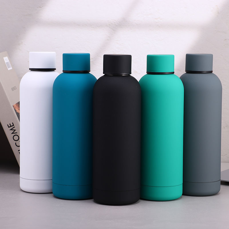 Botella americana de boca pequeña con revestimiento de goma para uso transfronterizo, vaso aislado al vacío de acero inoxidable 304, portátil para exteriores._voghion.com