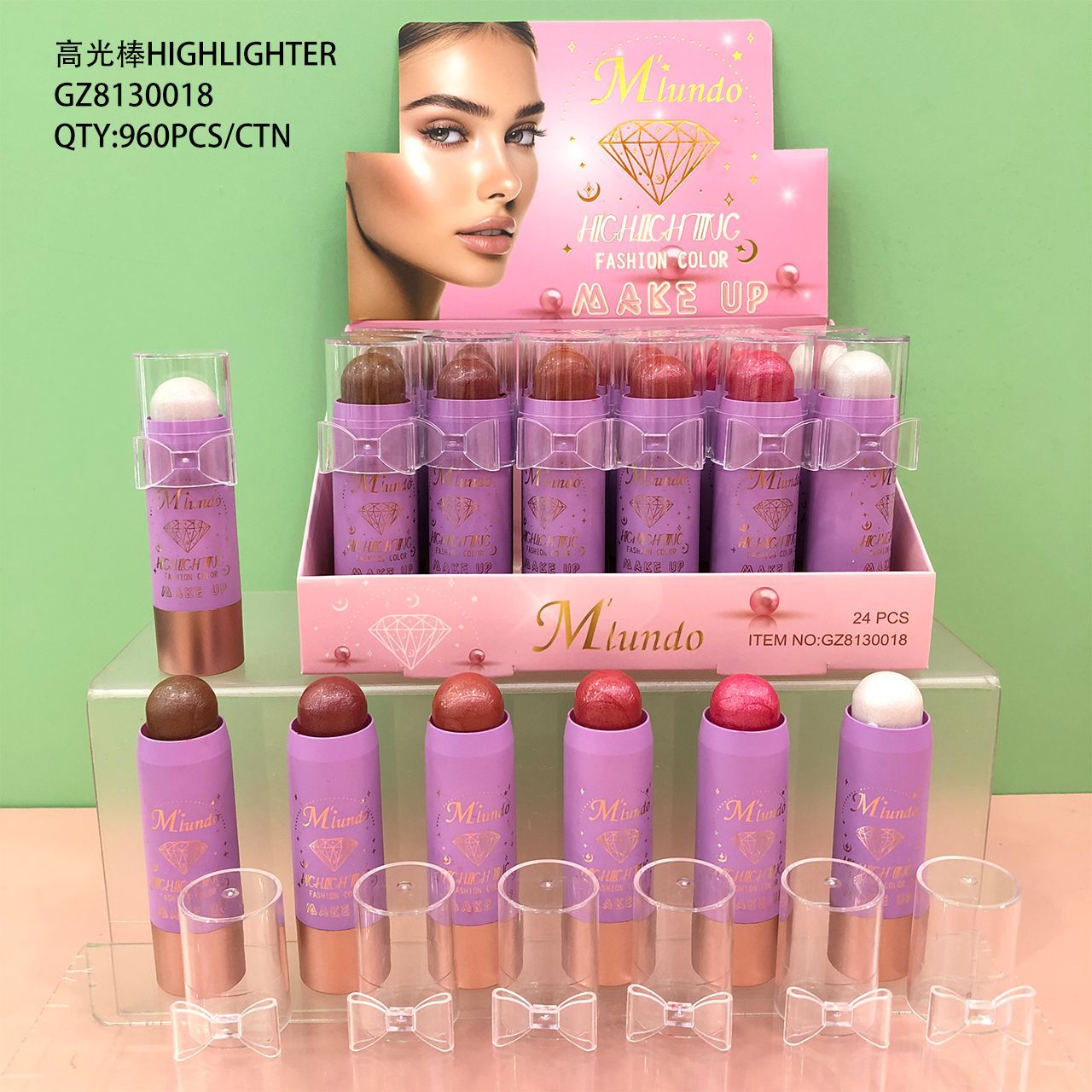 Nuevo Mlundo seis colores de alto brillo concelador blush sequinilla decolor óleo labial invisible barra de concelador maquillaje al por mayor