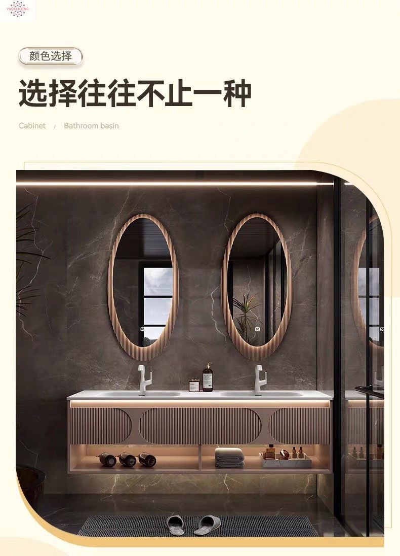 The Kolinai integrated basin bathroom cabinet is a modern hotel-style bathroom with a double basin washbasin and sink Application Scenario
