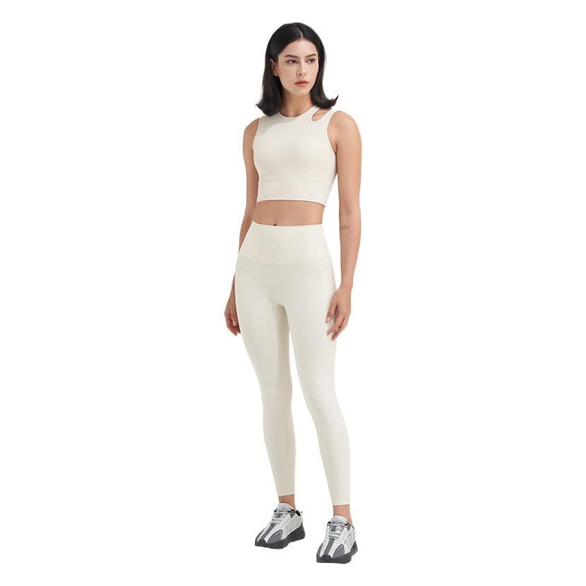 2023 bolsillo pantalones de yoga de las mujeres desnuda sensación de no vergüenza línea de cintura alta Levantamiento de cadera fitness deportes pantalones ajustados pantalones de melocotón