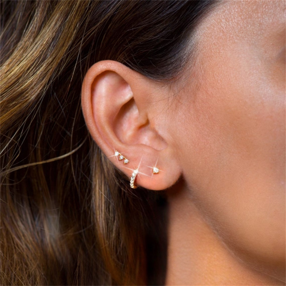 5g Weight 925 Sterling Silver Ear Needle Material December Birthstone Turquoise, Zircon Inlay Material Earrings Classification 3 Pieces Set Quantity Holiday, Daily Occasion 925 Sterling Silver Material Geometric Pattern Women's Gender Plating, Inlay Design Simple Style Style 3 Pieces Set 925 Sterling Silver Turquoise Zircon Geometric Earrings 46