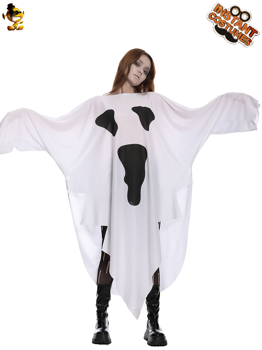 Transfronterizo adulto mujer blanco fantasma capa Halloween horror fantasma disfraz mascarada Cosplay ropa image 4