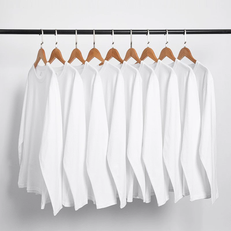 Фабрика прямых волос тяжелые хлопковые футболки с длинными рукавами